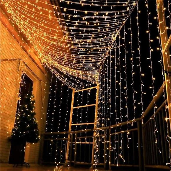 300 LED Curtain String Light 8 Lighting Modes Fairy Twinkle Lights Wedding Party - Picture 4 of 6